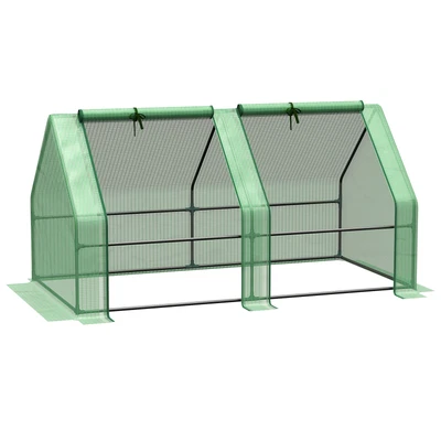 £25.99 • Buy Outsunny Mini Small Greenhouse With Steel Frame & PE Cover & Window, Green