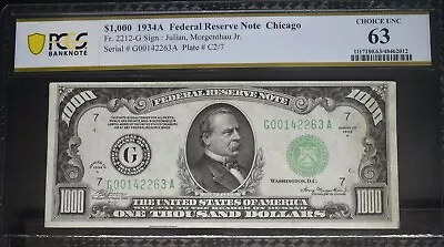 1934-A $1000 Note - PCGS CU63 - Chicago - Julian/Morgenthau - ✪COINGIANTS✪ • $9000