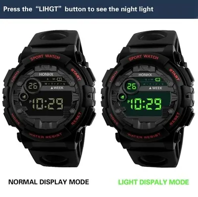 Mens Watches Black Military Style Army Walking Sport Digital Watch Waterproof UK • £6.99