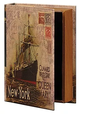 Large Hollow Book Secret Storage Box  Fake Book Safe With The SS RMS Queen Mary • £12.55