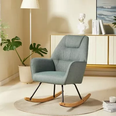 Rocking Chair Nursery Wingback Chair Padded Seat Lounge Accent Chair Armchair • $69.99