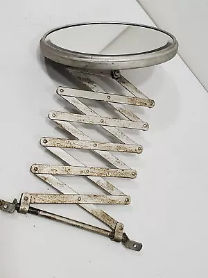 Antique Vtg Beveled Glass Accordion Shaving Wall Mount Mirror Scissor Accordion • $84.96