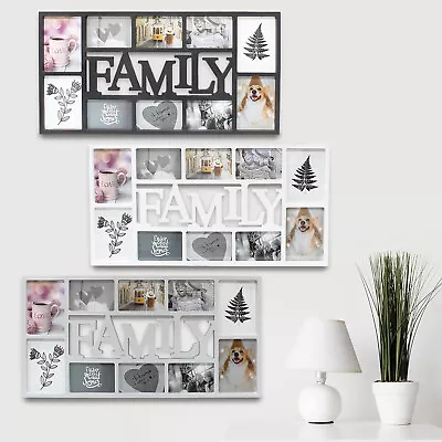 10 Photo Frame 3D Family Multi Collage Aperture Black White Picture Wall Hanging • £18.99