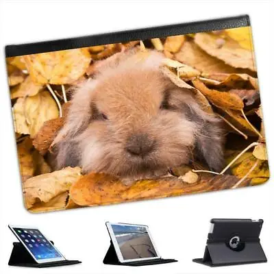 Cute Furry Cuddly Bunny Rabbit In Leaves Leather Case For IPad Mini & Retina • £11.99