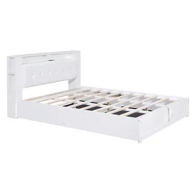 Hydraulic Storage System Queen Size Platform Bed W/Motion Activated Nightlight • $415.99