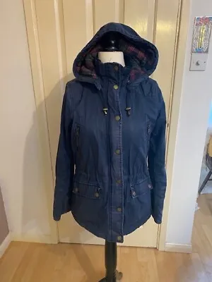 £5 • Buy H&M LOGG Wax Cotton Style Blue Ladies Jacket Removable Check Hood Size 8