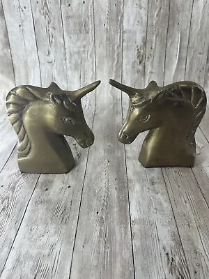Set Of Solid Brass Magical Unicorn Bookends 5” Mid Century Modern • $66.99