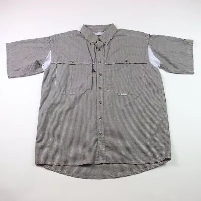 Drake Clothing Co Mens Short Sleeve Button Vented Fishing Shirt M Brown Plaid • $24.99
