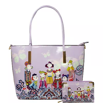 £27.88 • Buy Grab Handle Tote Bag Spring Butterfly Girls Print Wallet Set Women Handbag 2203