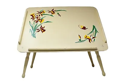 Vintage Wood Lap Tray Bed TV Tray Collapsible Legs General Wood Products Yellow • $38