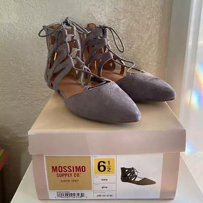 Mossimo Women's Nara Grey Suede Strappy Pointed Toe Flats Size 6.5 • $10