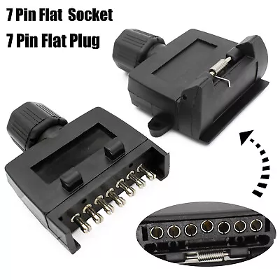 7 Pin Flat Trailer Plug Male Female Socket Set Caravan Boat Adaptor Connector • $16.14