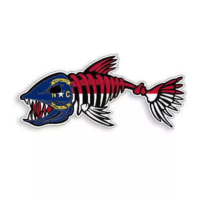 North Carolina Bone Fish Sticker NC State Flag Fishing Car Window Bumper Decal • $2.95