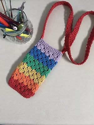 Phone Cross Body Case Hand Crochet Mobile Phone Bag Purse • £8