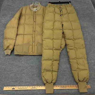 Vintage Cabela's Goose Down Puffer Size S Snow Suit Jacket Pants Set Tan Brown • $149.95