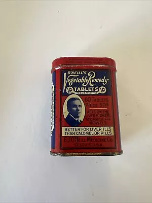 O’Neil’s Vegetable Remedy Tablets Adv Tin Medicine Co St Louis MO • $6.99