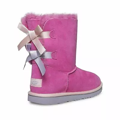 Ugg Bailey Bow Ii Pink Azalea/icelandic Blue Boots Youth 6 Fit's Women's 8 New • $135.99