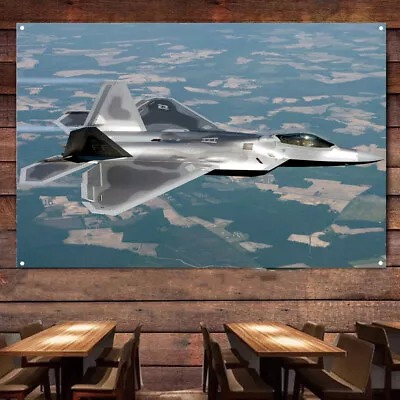 F-22 Raptor Fighter Poster Wall Banner & Flag Air Force Aviation Art Picture • $27.20