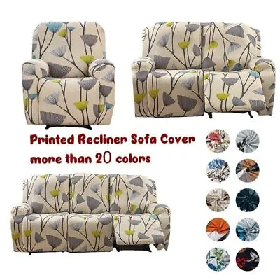 1/2/3 Seater Printed Recliner Sofa Cover Armchair Cover Sofa Protector Covers • £80.42