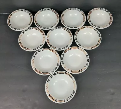 Vintage Bowls Dessert Sterling Vitrified China East Liverpool MCM Black Gold 10 • $55.99