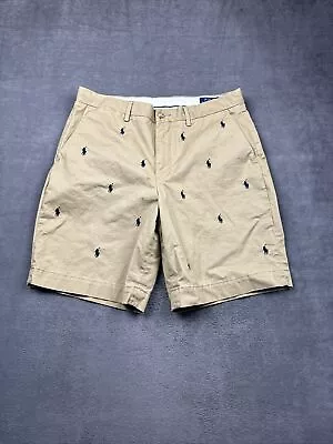 Polo Ralph Lauren Chino Shorts Men's 34 All Over Pony Embroidered Casual Pocket • $24.95