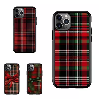 Rigid Plastic Case Plaid Fabric Red Christmas For IPhone 11 12 13 Pro Max • $19.79