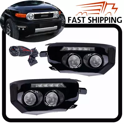 Fit 2007-2014 Toyota Fj Cruiser Black Bumper Fog Lights LED Driving Lights Lamps • $109