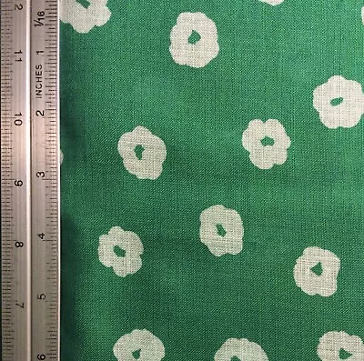 Vintage Green And White Linen Fabric • $30