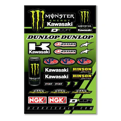 D'COR Decal Sticker Sheet 40-20-117 Monster Energy Kawasaki Hinson Pro Circuit • $21.95