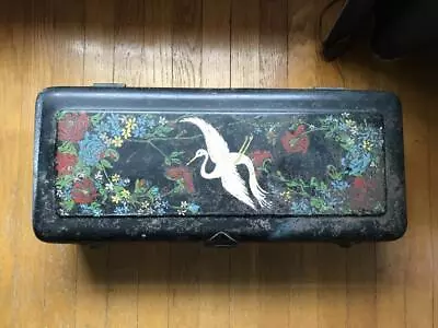 VTG Antique VERY LARGE Toleware Tole Ware Metal Steel Rectangular Box BREADBOX • $54.99