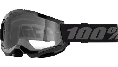100% STRATA 2 Goggle -2024 BLACK- Offroad MX MTB Motocross - Anti-Fog Clear Lens • $25
