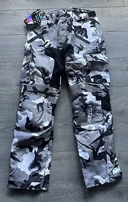 North Skin Cordura Motorcycle Waterproof Trousers - Grey Camo - W36 L32 - BNWT • £34.99