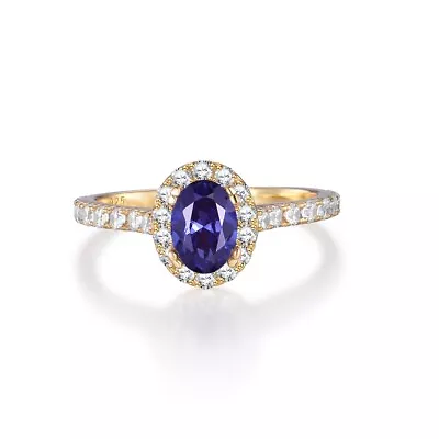 Ladies Ring 9 Carat Gold On 925 Sterling Silver Tanzanite White Sapphire Ring • £26.55