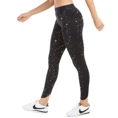 Nike Pro Dri-Fit Running Leggings Women's Small Star Cosmic Print Black Metallic • £19.25