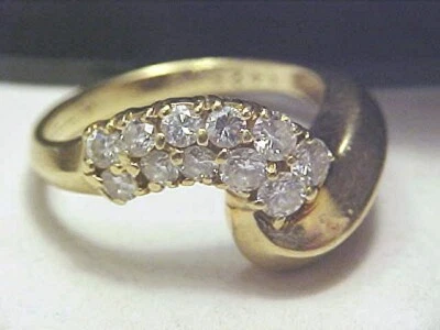$899 • Buy Designer Jose Hess Wave Ring 1 Cttw Rbc  High Quality 14kt Yellow Gold 