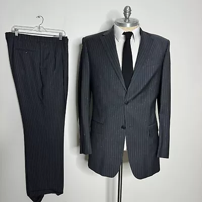 Oscar De La Renta Suit Mens Stripe Gray Wool 46XL 36W • $89.99