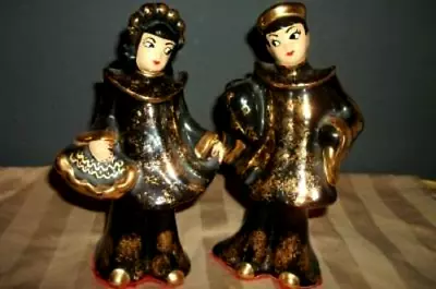 Mcm Asian Oriental Couple Figurines California Pottery Yona Hedi Schoop Black Hp • $70.02