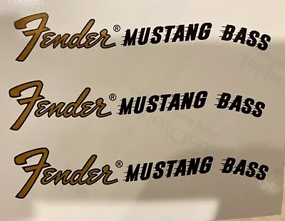 Fender Mustang Bass Modern Gold Headstock Decal (3 Pcs.) • $10.95