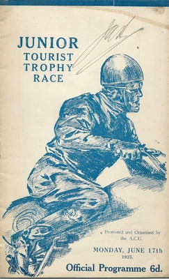 £40 • Buy Original. Official Programme. Junior Tourist Trophy Race. 1935. Isle Of Man Tt.