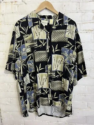 Vintage Joseph & Feiss Silk Hawaiian Style Shirt XL Sopranos Palm Vtg Mens • $13.50