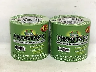 Lot Of (2) FrogTape Green Painter's Tape 1.41 Inch X 60 Yards 3 Pk (6 Total). • $46