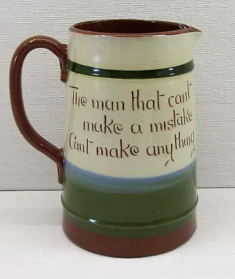 Torquay Devon Motto Ware Jug Vintage Longpark Pottery Filey Yacht With Verse 6  • £14.95