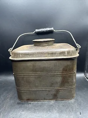 Antique Tin Lunchbox Pail Warming Tray Soup Tureen • $99.99