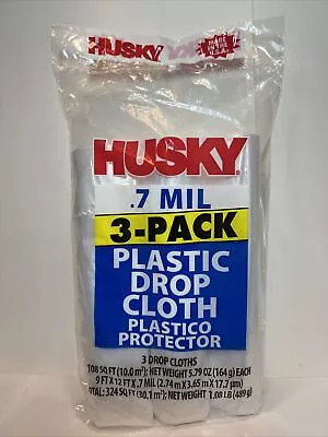 $14.99 • Buy Husky Plastic Drop Cloth, 0.7 Mil, 3 Rolls For Bag - Brand New. Free Shipping!