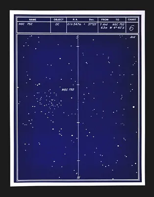 Astronomy Deep Sky Star Chart No. 6 Constellation Andromeda Open Cluster - Map • $9.99