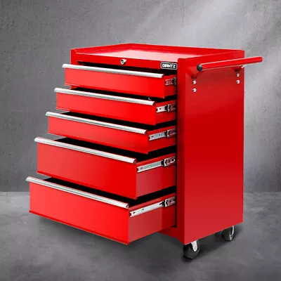 Giantz 5 Drawer Mechanic Tool Box Storage Trolley - Red • $161.25