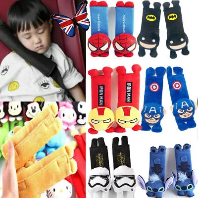 2 Pcs/set Cartoon Mario Stitch Car Seat Belt Pads Safety Shoulder Strap Pad Kids • $16.88