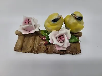 Vintage Capodimonte Figurine Yellow Birds With Flowers • $9.95