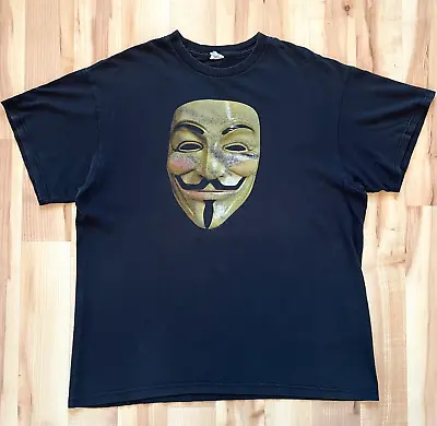 Vtg Y2K DC Comics V For Vendetta Guy Fawkes Anonymous Mask Black T Shirt XL Rare • $20.91