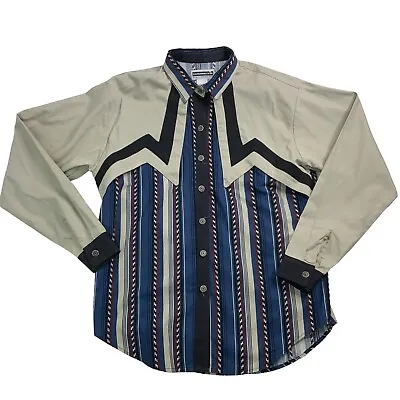 Vintage Panhandle Slim South Western Wear Long Sleeve Canvas Blue Women's Sz M • $23.99